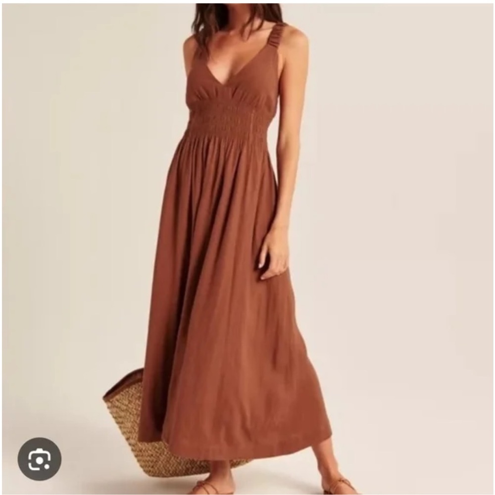 Abercrombie & Fitch Rust Smocked Maxi Dress Small Boho Summer